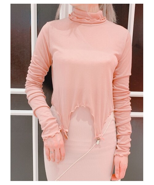 lilLilly（リルリリー）の「シースルーガータートップス（トップス・レディース・WHITE/PINK/BLUE/BLACK・FREE）」の4枚目の写真