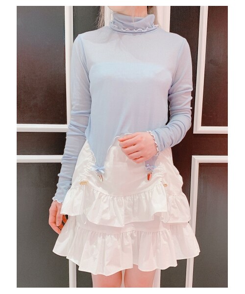 lilLilly（リルリリー）の「シースルーガータートップス（トップス・レディース・WHITE/PINK/BLUE/BLACK・FREE）」の7枚目の写真