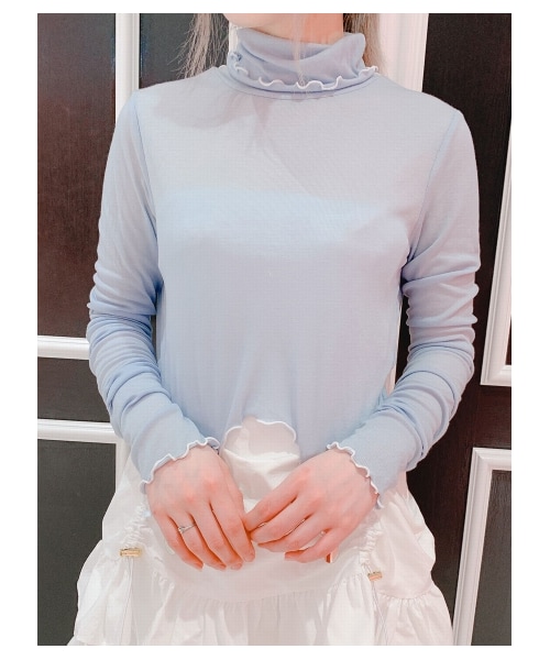 lilLilly（リルリリー）の「シースルーガータートップス（トップス・レディース・WHITE/PINK/BLUE/BLACK・FREE）」の3枚目の写真