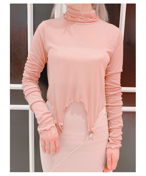 lilLilly（リルリリー）の「シースルーガータートップス（トップス・レディース・WHITE/PINK/BLUE/BLACK・FREE）」の5枚目の写真