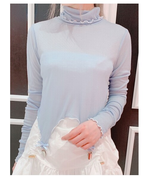 lilLilly（リルリリー）の「シースルーガータートップス（トップス・レディース・WHITE/PINK/BLUE/BLACK・FREE）」の6枚目の写真
