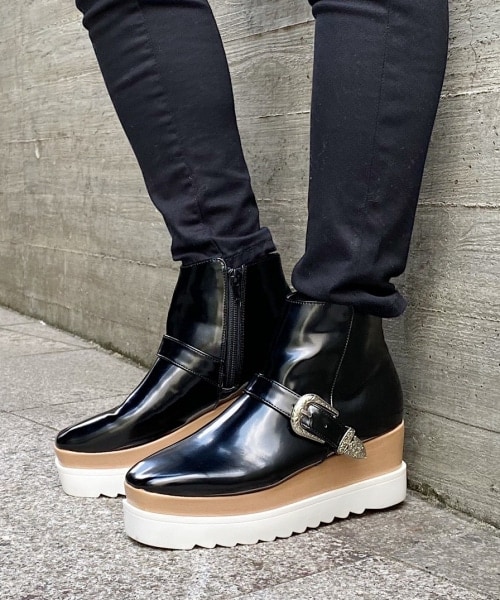 PAGEBOY（ページボーイ）の「スクエアショートブーツ（シューズ・レディース・ブラック/ダークブラウン・M(23.5cm)/L(24.5cm)）」の3枚目の写真