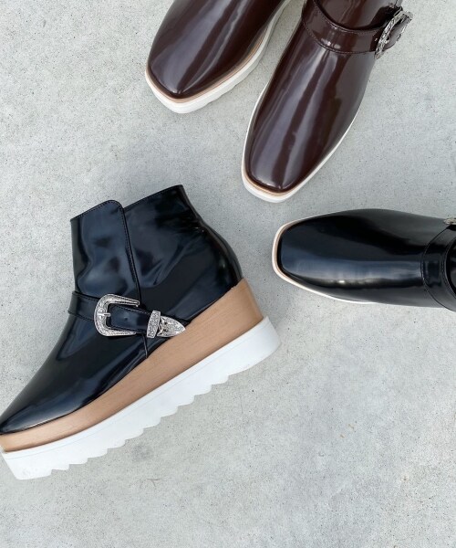 PAGEBOY（ページボーイ）の「スクエアショートブーツ（シューズ・レディース・ブラック/ダークブラウン・M(23.5cm)/L(24.5cm)）」の6枚目の写真