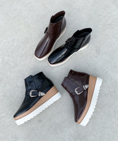 PAGEBOY（ページボーイ）の「スクエアショートブーツ（シューズ・レディース・ブラック/ダークブラウン・M(23.5cm)/L(24.5cm)）」の7枚目の写真