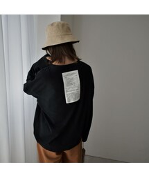 Lavish Gate | nh-tops-02183　worksheet　ロングＴシャツ　ホワイト　ブラック(Tシャツ/カットソー)