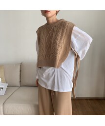 《予約販売》cable minimal knit vest/2colors_nt0587