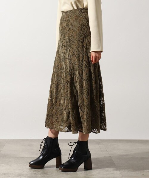OZOC（オゾック）の「[洗える]レースフレアスカート（スカート・レディース・アイボリー(004)/カーキ(027)・38(M)）」の4枚目の写真