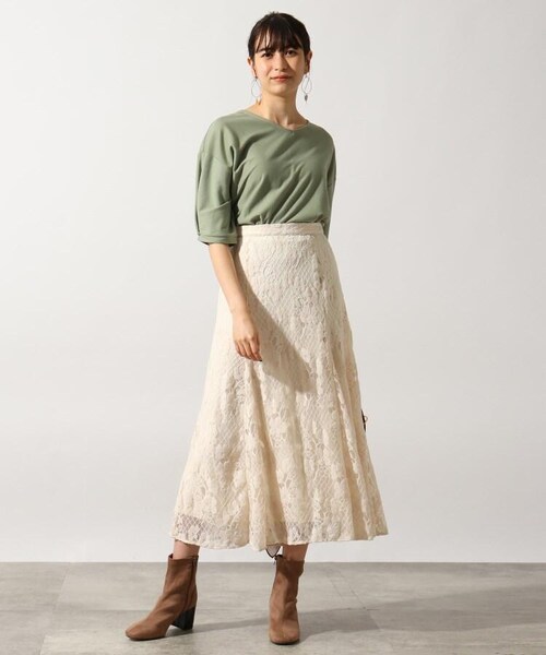 OZOC（オゾック）の「[洗える]レースフレアスカート（スカート・レディース・アイボリー(004)/カーキ(027)・38(M)）」の12枚目の写真