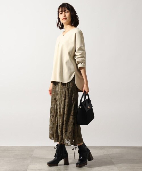 OZOC（オゾック）の「[洗える]レースフレアスカート（スカート・レディース・アイボリー(004)/カーキ(027)・38(M)）」の13枚目の写真