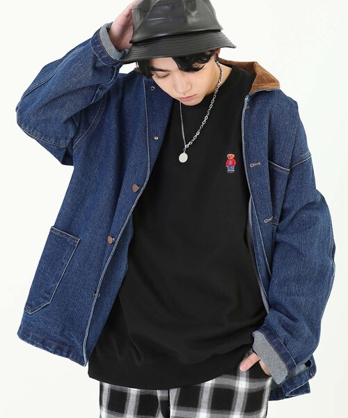 BOYSHE(ボーイシー)の「ビッグシルエット コーデュロイカラー デニムジャケット ブルー(デニムジャケット・レディース・その他)」の1枚目の写真