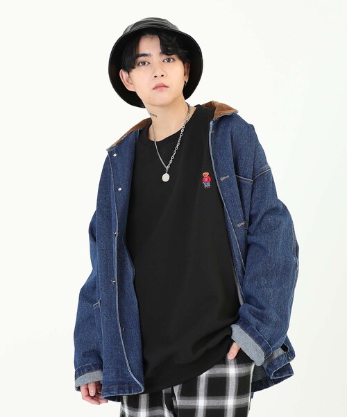 BOYSHE(ボーイシー)の「ビッグシルエット コーデュロイカラー デニムジャケット ブルー(デニムジャケット・レディース・その他)」の4枚目の写真