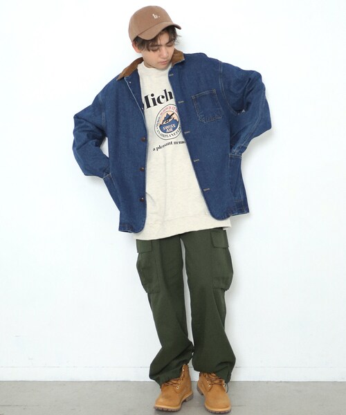 BOYSHE(ボーイシー)の「ビッグシルエット コーデュロイカラー デニムジャケット ブルー(デニムジャケット・レディース・その他)」の10枚目の写真