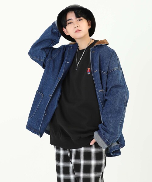 BOYSHE(ボーイシー)の「ビッグシルエット コーデュロイカラー デニムジャケット ブルー(デニムジャケット・レディース・その他)」の7枚目の写真