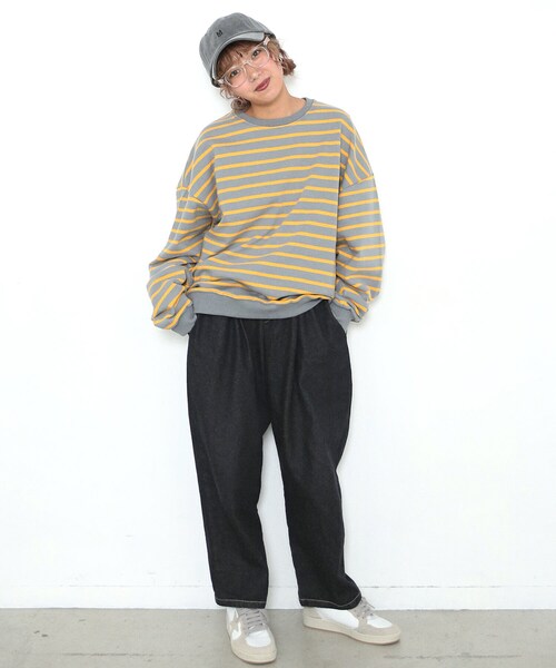 BOYSHE（ボーイシー）の「ビッグシルエットクルーネック ボーダースウェット　グレー（スウェット・レディース・その他）」の4枚目の写真