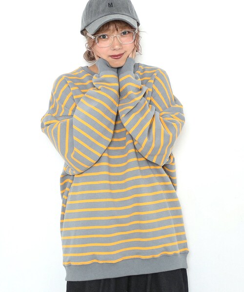 BOYSHE（ボーイシー）の「ビッグシルエットクルーネック ボーダースウェット　グレー（スウェット・レディース・その他）」の7枚目の写真