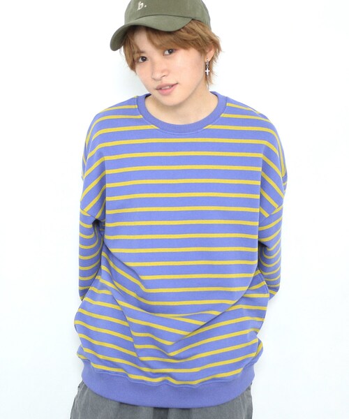BOYSHE（ボーイシー）の「ビッグシルエットクルーネック ボーダースウェット　パープル（スウェット・レディース・その他）」の6枚目の写真