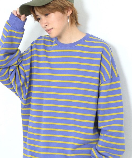 BOYSHE（ボーイシー）の「ビッグシルエットクルーネック ボーダースウェット　パープル（スウェット・レディース・その他）」の7枚目の写真