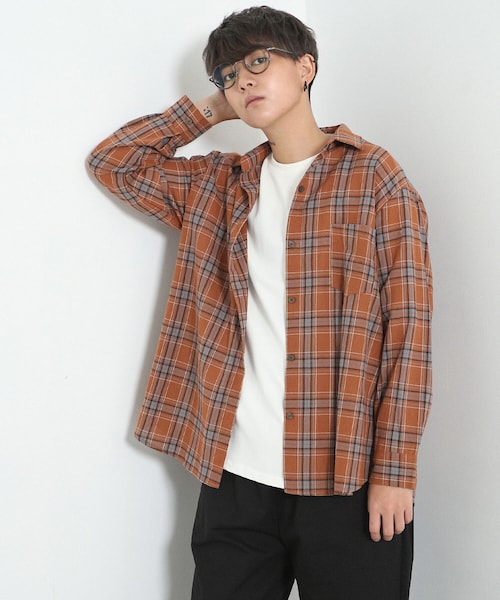 BOYSHE（ボーイシー）の「ボックスシルエット チェックシャツ ブラウン