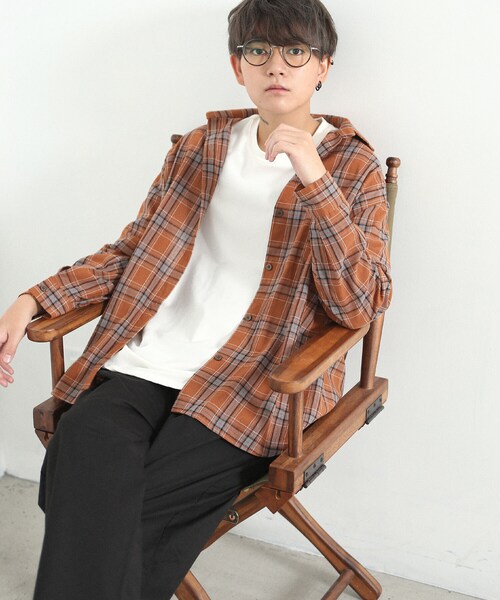 BOYSHE（ボーイシー）の「ボックスシルエット チェックシャツ ブラウン