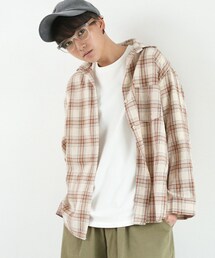 BOYSHE | ボックスシルエット チェックシャツ 　ベージュ(シャツ/ブラウス)