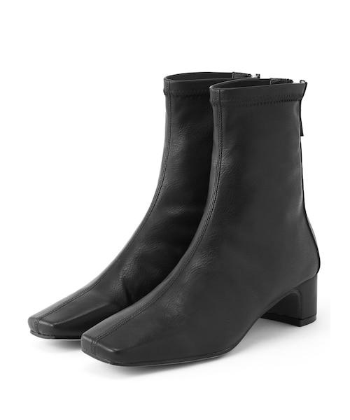 GRL（グレイル）の「ストレッチスクエアトゥショートブーツ（ブーツ・レディース・モカ/ブラウン/ベージュ/オフホワイト/ブラック/グリーン・24.5）」の3枚目の写真