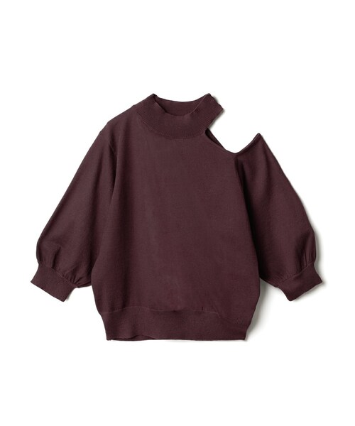 GRL(グレイル)の「アシメショルダーカットデザインニットトップス(ニット/セーター・レディース・ダークピンク・M)」の1枚目の写真