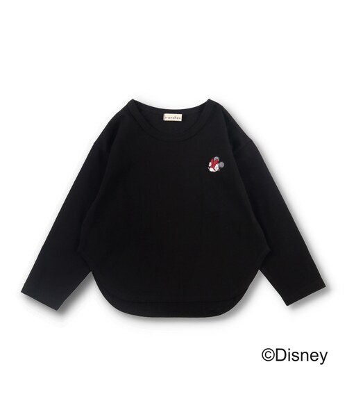 BRANSHES（ブランシェス）の「【ミニーマウス】ワンポイント刺繍長袖Tシャツ（Tシャツ/カットソー・キッズ・オフホワイト/ブラック・90cm～130cm）」の2枚目の写真