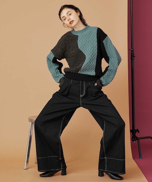 INella ボアシェイプニットトップス INella（イネラ）の「【INella(イネラ)】ボアシェイプニット