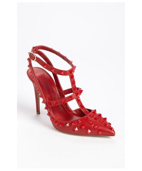 VALENTINO（ヴァレンティノ）の「Valentino 'Rockstud' T Strap Pump（パンプス・Red・8US / 38EU）」の3枚目の写真