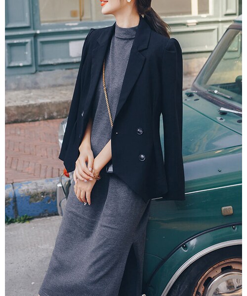 no brand（ノーブランド）の「ベーシックニットハイネックロングワンピース・全３色（ワンピース・レディース・その他）」の5枚目の写真