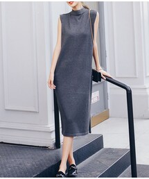 no brand | ベーシックニットハイネックロングワンピース・全３色(ワンピース)
