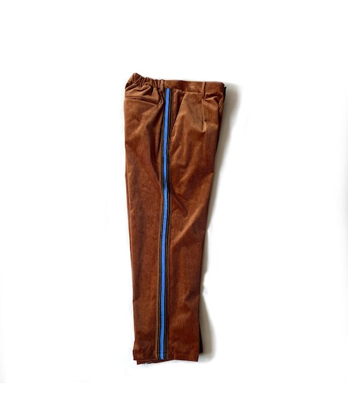 希少✨COOHEM サイドラインコーデュロイパンツ 細畝 光沢 ブラウン S COOHEM| コーヘン | KNIT SIDELINE CORDUROY PANTS｜サイド