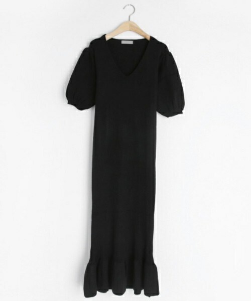 DHOLIC（ディーホリック）の「パフスリーブニットワンピース（ワンピース・レディース・ブルー/ブラウン/ブラック/ベージュ・FREE）」の2枚目の写真