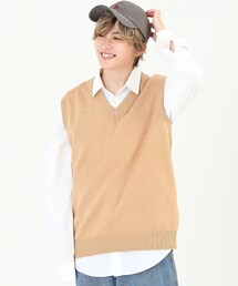 BOYSHE | Vネック ニットプルオーバーベスト　ベージュ(ベスト)