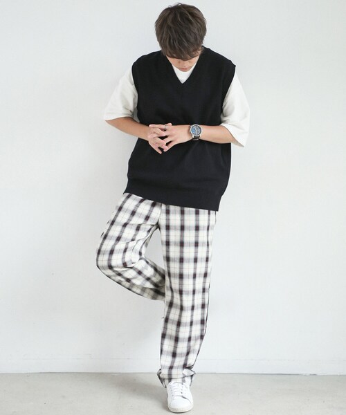 BOYSHE(ボーイシー)の「コットン チェックセミワイドパンツ アイボリー(その他パンツ・レディース・その他)」の5枚目の写真