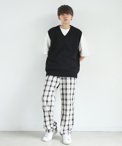 BOYSHE(ボーイシー)の「コットン チェックセミワイドパンツ アイボリー(その他パンツ・レディース・その他)」の7枚目の写真