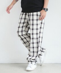 BOYSHE | コットン チェックセミワイドパンツ　アイボリー(その他パンツ)