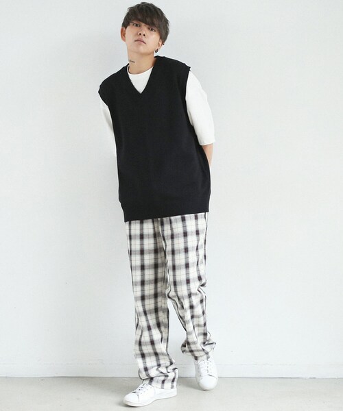 BOYSHE(ボーイシー)の「コットン チェックセミワイドパンツ アイボリー(その他パンツ・レディース・その他)」の6枚目の写真