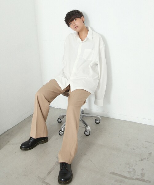 BOYSHE（ボーイシー）の「ロングワイドスラックス　ベージュ【2 size】（スラックス・レディース・その他）」の5枚目の写真