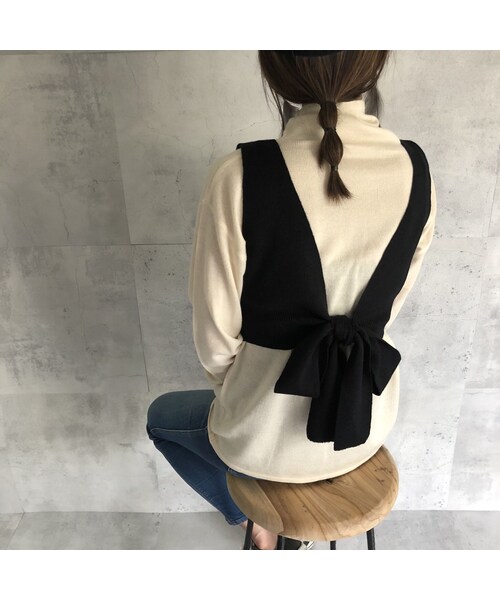 copine（コピン）の「再入荷！大人可愛いバッグリボン！ニットビスチェ ×ルーズタートルニットSET(3color)【クリックポスト対象商品】（ニット/セーター・レディース・その他）」の14枚目の写真