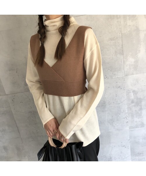 copine（コピン）の「再入荷！大人可愛いバッグリボン！ニットビスチェ ×ルーズタートルニットSET(3color)【クリックポスト対象商品】（ニット/セーター・レディース・その他）」の6枚目の写真