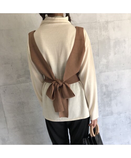 copine（コピン）の「再入荷！大人可愛いバッグリボン！ニットビスチェ ×ルーズタートルニットSET(3color)【クリックポスト対象商品】（ニット/セーター・レディース・その他）」の7枚目の写真