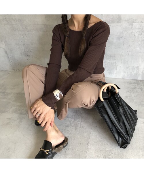 copine(コピン)の「優秀着回しitem!バックオープンリブカットソー(4color)【クリックポスト対象商品】(Tシャツ/カットソー・レディース・その他)」の8枚目の写真