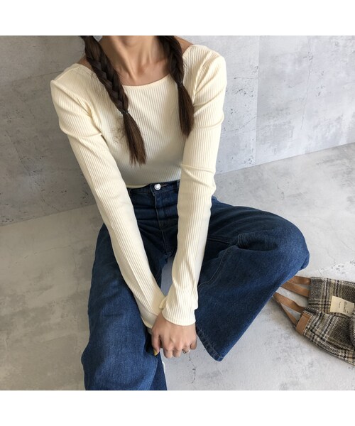 copine(コピン)の「優秀着回しitem!バックオープンリブカットソー(4color)【クリックポスト対象商品】(Tシャツ/カットソー・レディース・その他)」の7枚目の写真