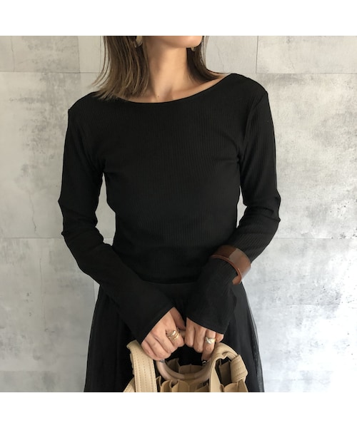 copine(コピン)の「優秀着回しitem!バックオープンリブカットソー(4color)【クリックポスト対象商品】(Tシャツ/カットソー・レディース・その他)」の1枚目の写真