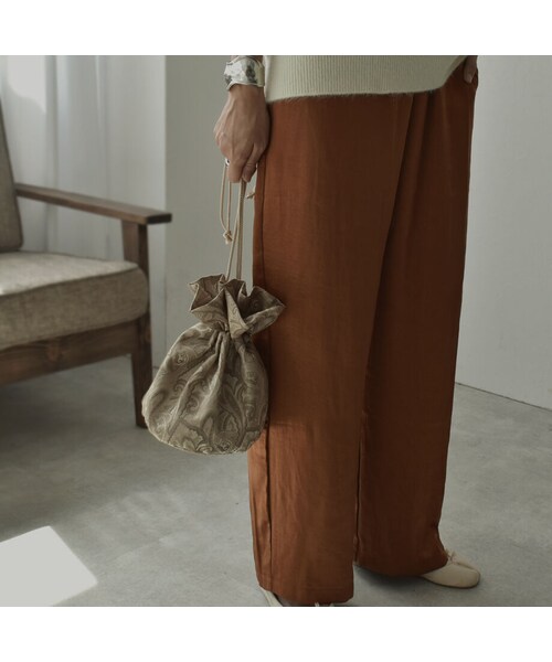 Lavish Gate（ラヴィッシュゲート）の「nh-bag2-02518　日本製　ペイズリー柄　ジャガード巾着バッグ　ブラック　グリーン　シャンパン（ハンドバッグ・レディース・その他）」の3枚目の写真