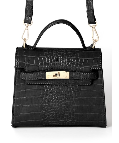 GRL（グレイル）の「2Wayスクエアクロコダイル型押しショルダーバッグ（ショルダーバッグ・レディース・グレージュ/パープル/ブラック・F）」の2枚目の写真