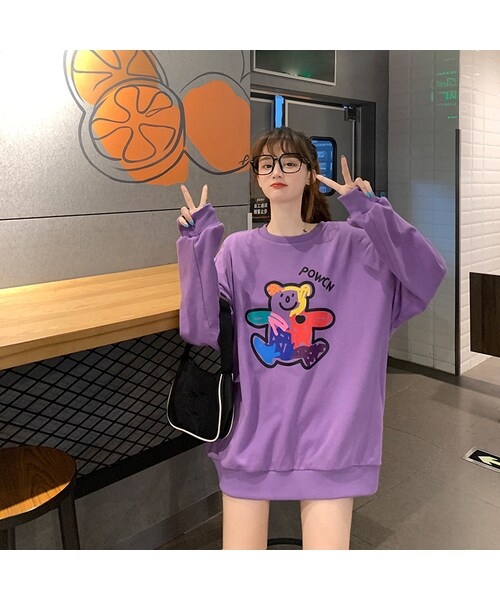 no brand（ノーブランド）の「トレーナー 落書き風 クマちゃん