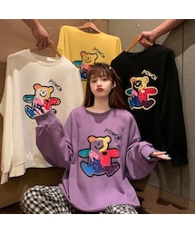 no brand（ノーブランド）の「トレーナー 落書き風 クマちゃん