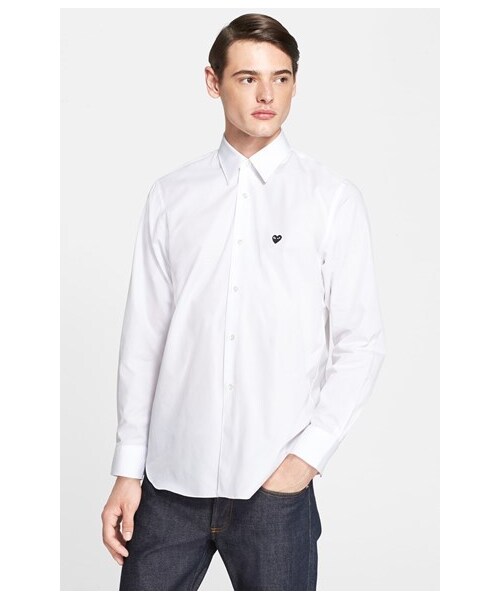 COMME des GARCONS（コムデギャルソン）の「Comme des Garçons Woven Shirt with Heart Appliqué（シャツ/ブラウス・White・Regular Medium/Regular X-Large/Regular Large/Regular Small）」の2枚目の写真